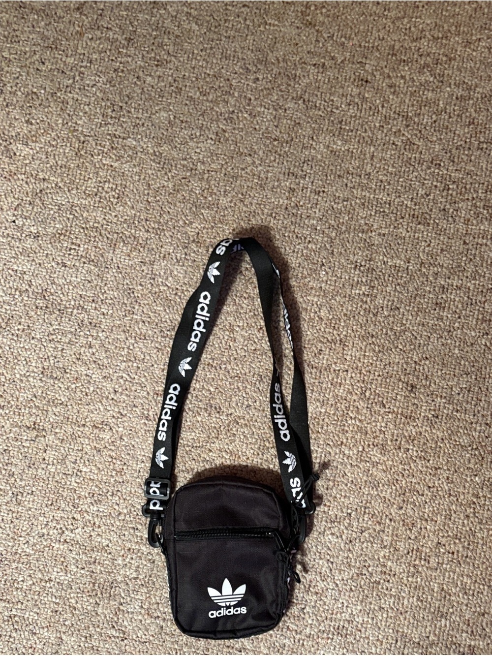 adidas Black Crossbody Mini Bag with White Trefoil